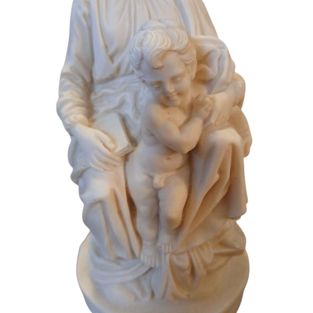Vtg R.R. Roman Italy Statue of Virgin Mary with Baby Jesus Resin Figurine 6.25”t - Picture 7 of 9